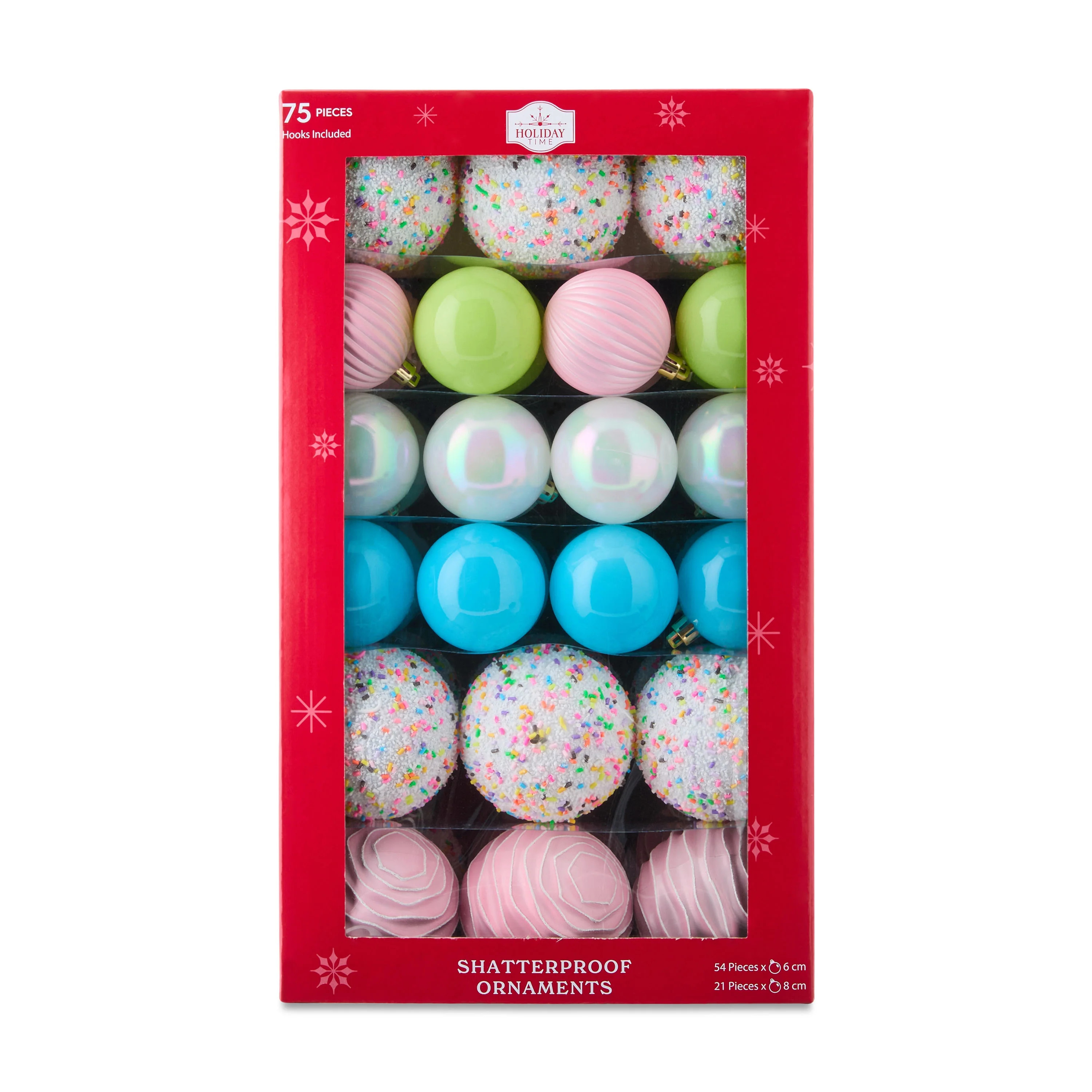 Candy Shatterproof Christmas Ball Ornaments, 9.5 in, 75 Count, by Holiday Time | Walmart (US)