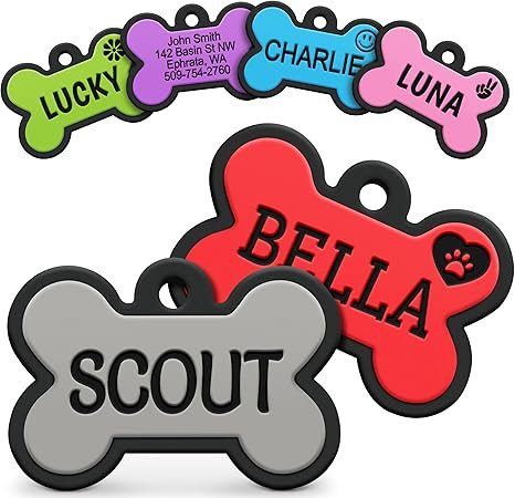 GoTags Silicone Dog Tags, Soundless Pet Tag, Personalized Silent Tag Engraved for Pets with Cute ... | Amazon (US)