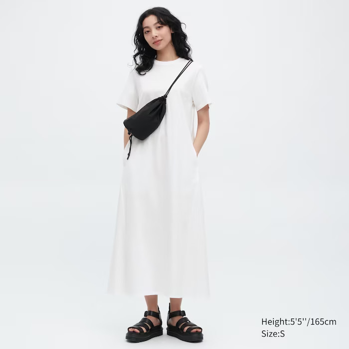 Mercerized Cotton Short-Sleeve A-Line Dress | UNIQLO (US)