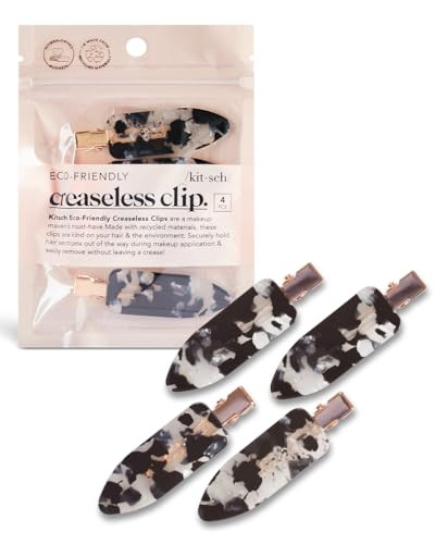 Kitsch Creaseless Hair Clips for Women - No Crease, No Bend Hair Clips for Styling, Bangs, Makeup Application, Face Wash | Recycled Acrylic - Black Terrazzo | Ideal Gifts for Women, 4pcs | Amazon (US)