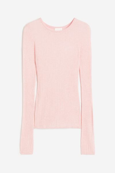 Rib-knit Top - Light pink - Ladies | H&M US | H&M (US + CA)