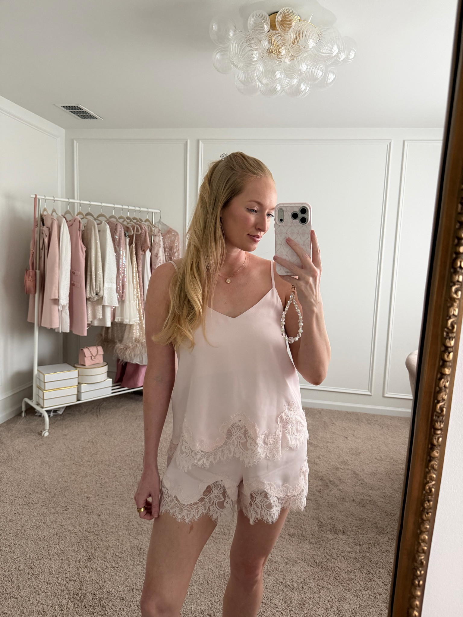 Cute and comfy summer pajamas! Also comes in ivory and black. I’m wearing a size small