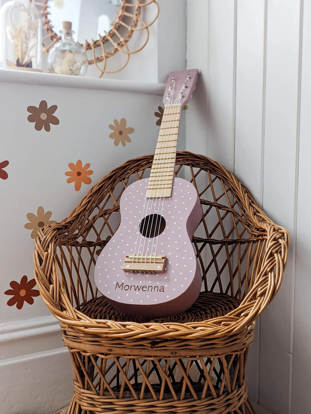 Personalised Pastel Pink Polka Dot Toy Guitar | Etsy (US)