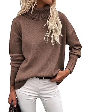 Zeagoo Women's Turtleneck Sweater 2025 Fall Winter Chunky Knitted Pullover High Low Hem Trendy Ba... | Amazon (US)