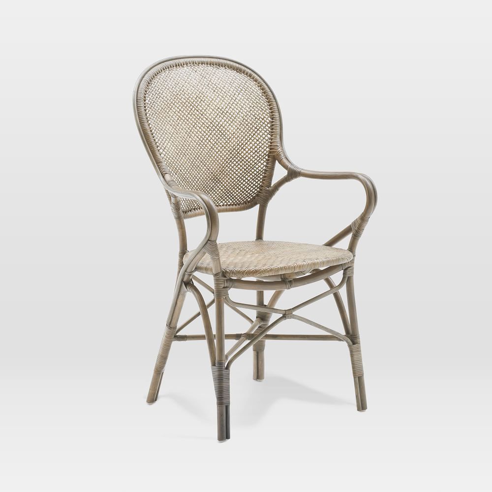 Rattan Cafe Arm Chair, Taupe Gray | West Elm (US)