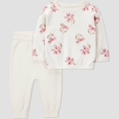 Carter's Just One You® Baby Girls' 2pc Floral Sweater and Jogger Pants Set - Cream 9M | Target