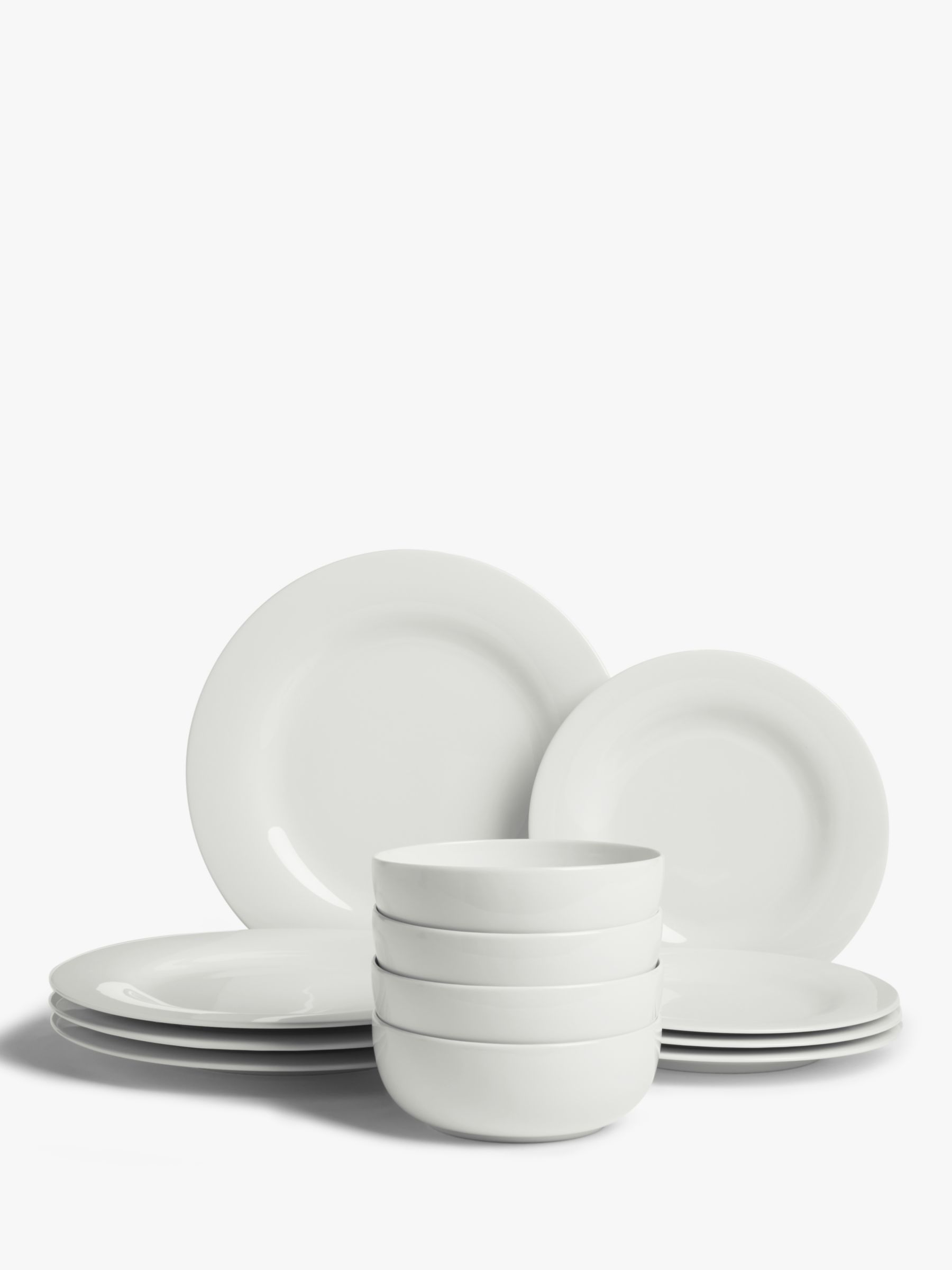 ANYDAY John Lewis & Partners Dine Round Rim Dinnerware Set, 12 Piece, White | John Lewis (UK)