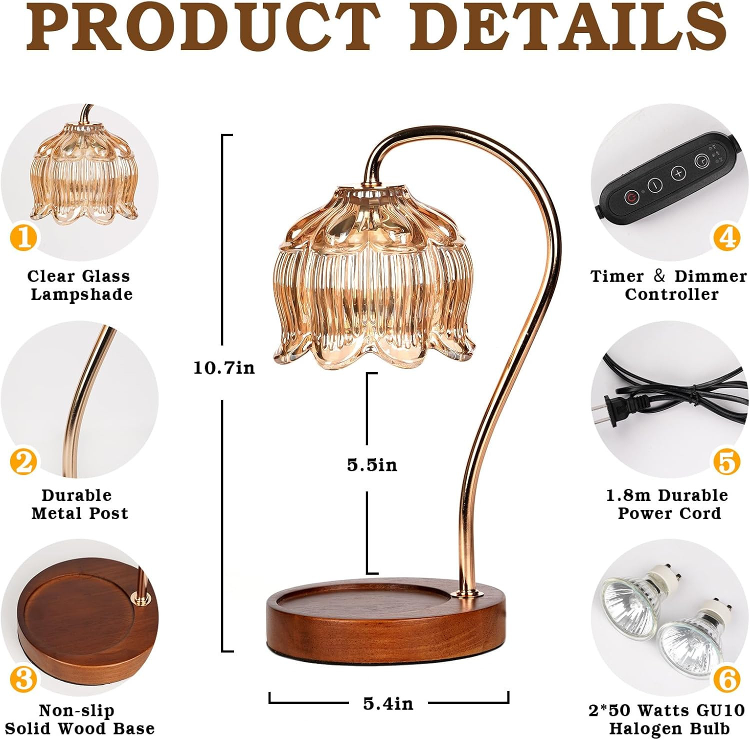 Dimmable Flower Candle Warmer Lamp with Timer, Vintage Candle Lamp Warmer for Jar Candle, 2024 Wo... | Amazon (US)