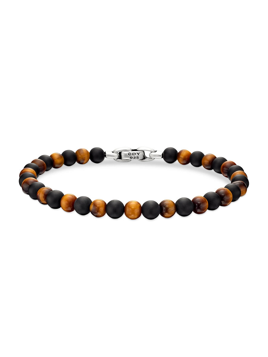 Men's Spiritual Beads Alternating Bracelet in Sterling Silver - Black Onyx - Size XS | Saks Fifth Avenue