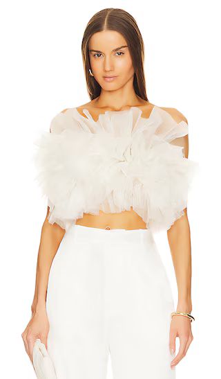 Ruffle Poof Bustier Top in Cream | Revolve Clothing (Global)
