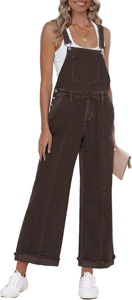 Vetinee Womens Overalls Denim Loose Fit Wide Leg Bib Stretch Baggy Jeans Jumpsuit Y2K Comfy | Amazon (US)