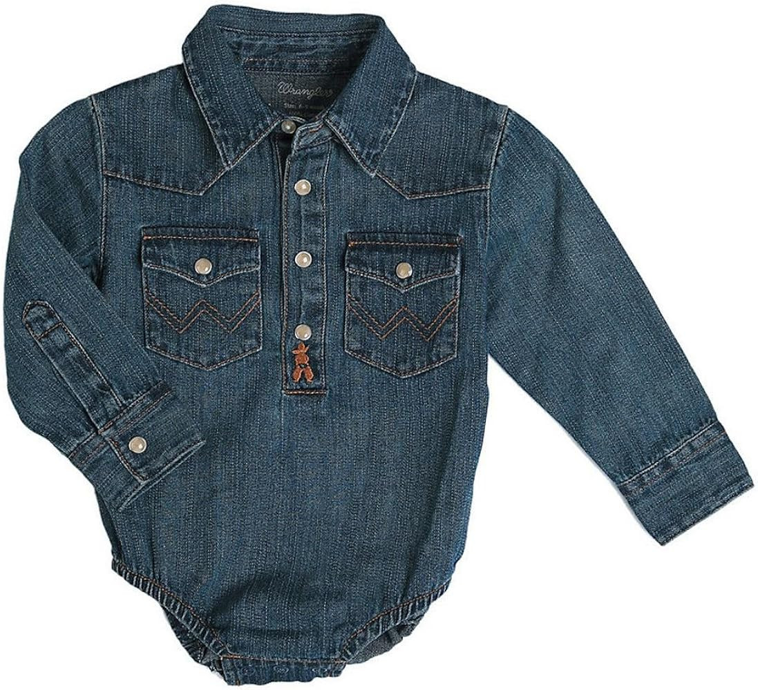 Wrangler Infant & Toddler Long Sleeve Denim Bodysuit | Amazon (US)