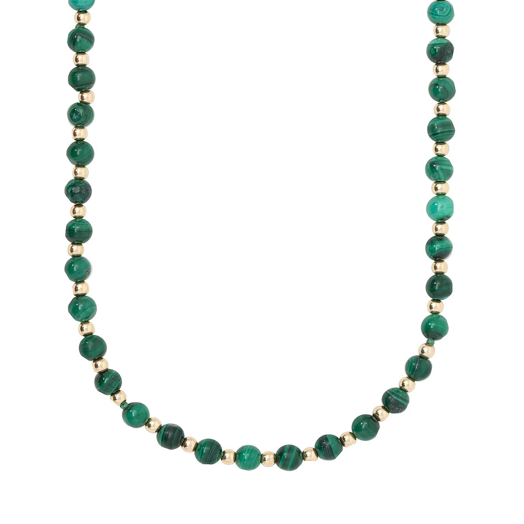Malachite and gold bead necklace | Becket + Quill