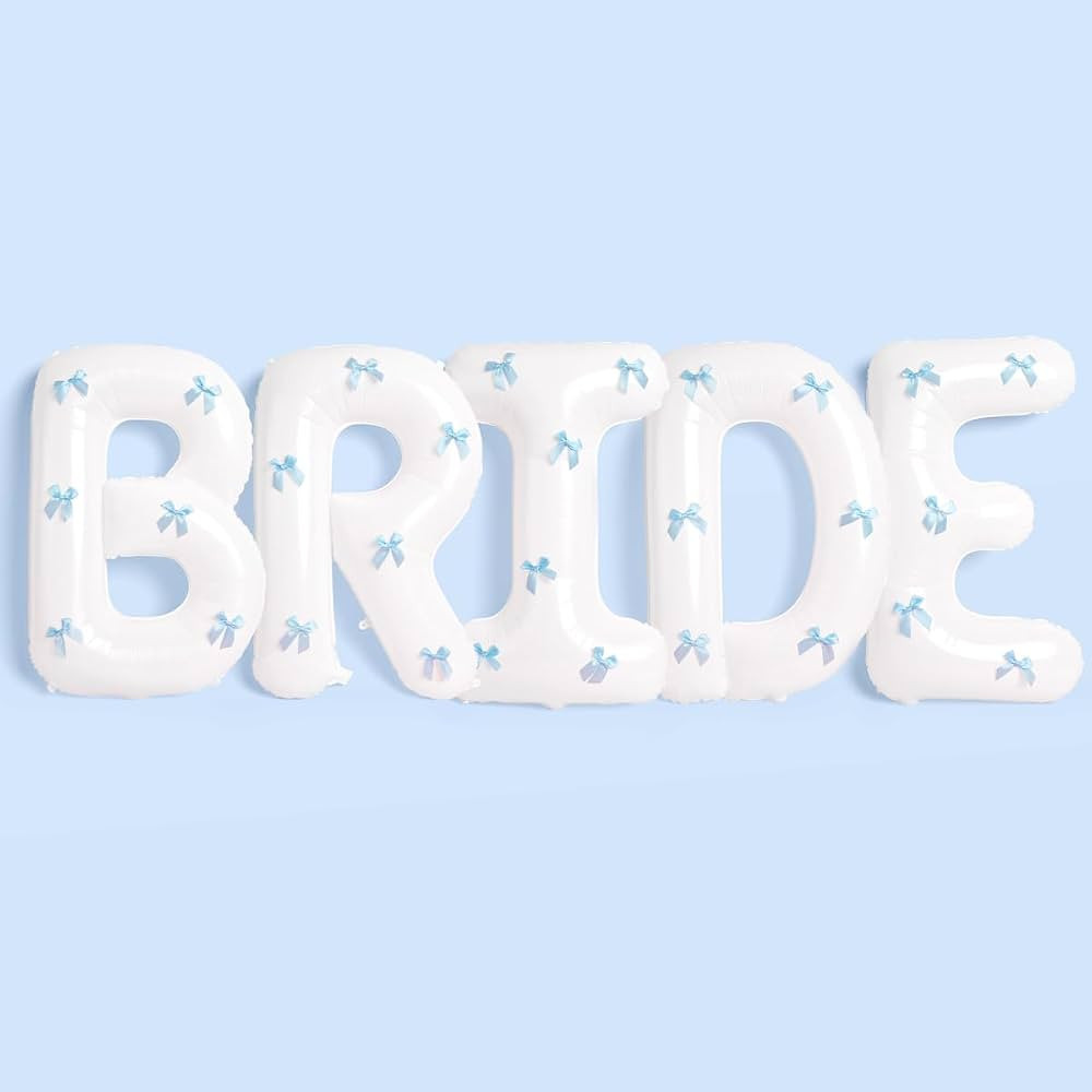 xo, Fetti White Bride Balloons + Blue Bows - 40 inch, XL | Bachelorette Party Decorations, Weddin... | Amazon (US)