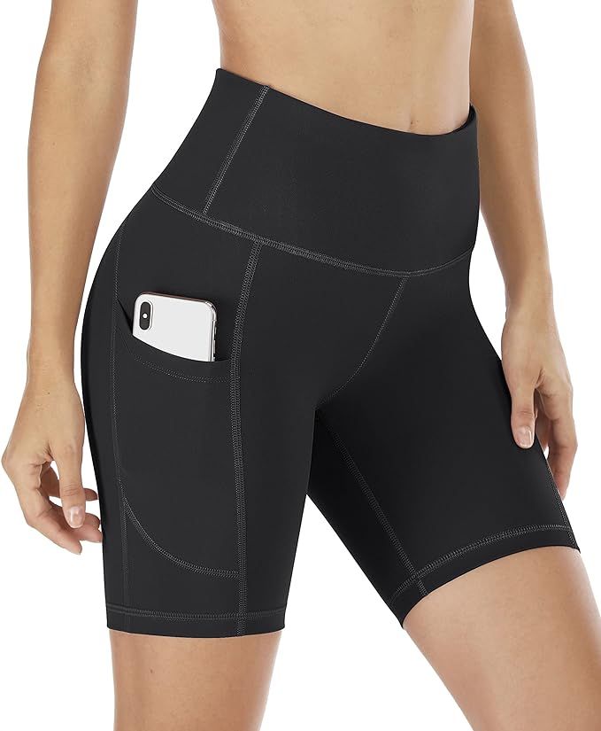 IUGA Biker Shorts Women 6" Workout Shorts Women with Pockets High Waisted Yoga Running Gym Spande... | Amazon (US)