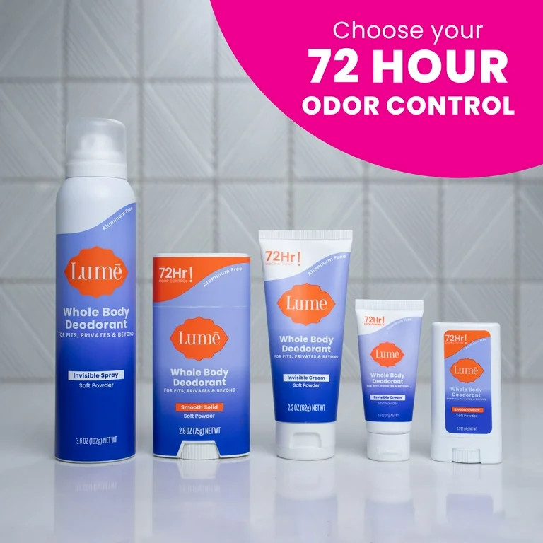 Lume Whole Body Women’s Deodorant - Smooth Solid Stick - Aluminum Free - Soft Powder - 2.6oz | Walmart (US)