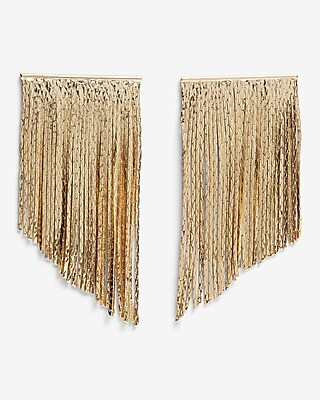 Asymmetric Chain Fringe Earrings | Express