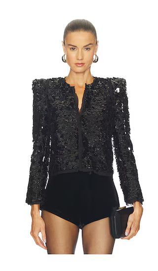 Shai Pointed Shoulder Jacket in Black | Revolve Clothing (Global)