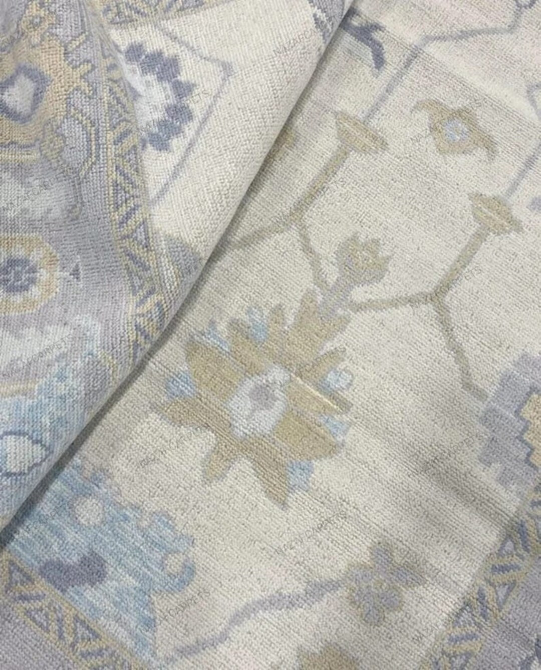 Oushak Knotted Rug for Living Room Pastel Oushak Rug 6x9 8x10 9x12 Area Rug Floral Contemporary R... | Etsy (US)