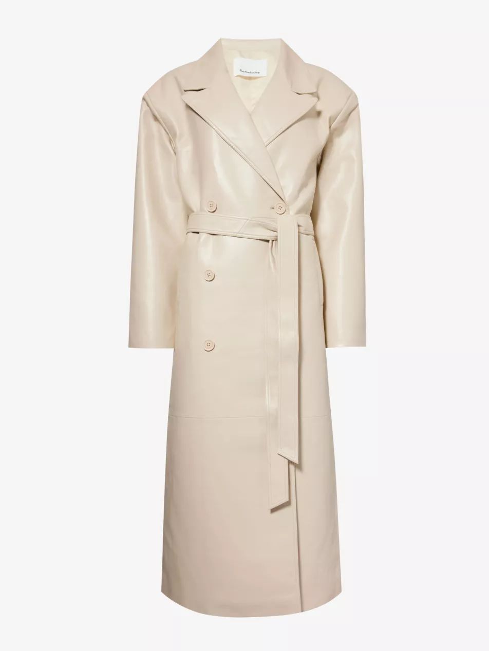 Tina double-breasted faux-leather coat | Selfridges