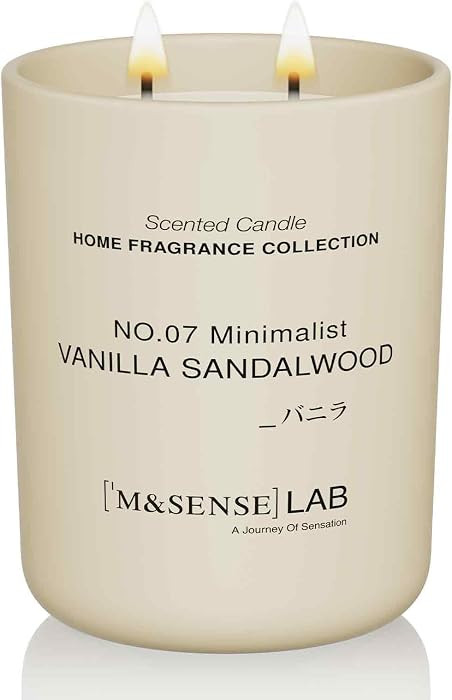 M&SENSE Natural Soy Large Candle| Vanilla Sandalwood | 16.6 oz, 95H Burn | Mini Spring Scented Ca... | Amazon (US)