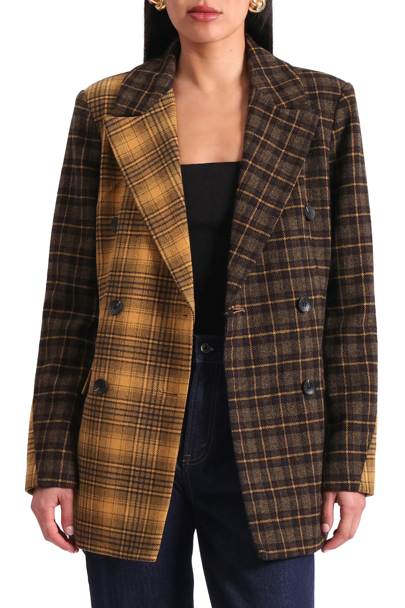 Mixed Plaid Hourglass Double Breasted Blazer (Women) | Nordstrom | Nordstrom