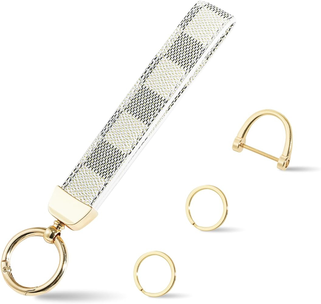 Weixiltc Leather Wristlet Keychain, Car Key Chain Holder with 2 Key Ring & Anti-Lost D Ring, Key ... | Amazon (US)