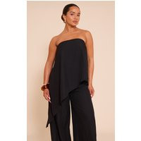 Shape Black Tailored Bandeau Waterfall Top, Black | PrettyLittleThing UK