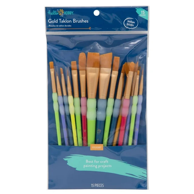 Hello Hobby Craft Variety 15pc Multi-Color Brush Set, Adult, Teen | Walmart (US)