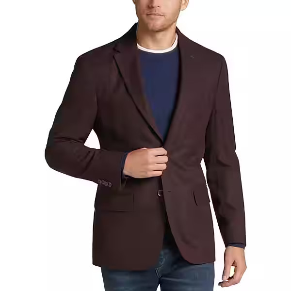 Tommy Hilfiger Men's Modern Fit Sport Coat Burgundy Tic - Size: 42 Regular | The Men's Wearhouse