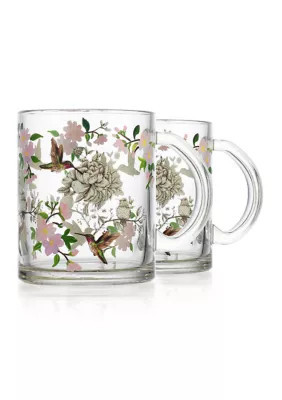 Home Essentials Heirloom Set of 2 Hand Painted Glass Coffee Mugs | Belk
