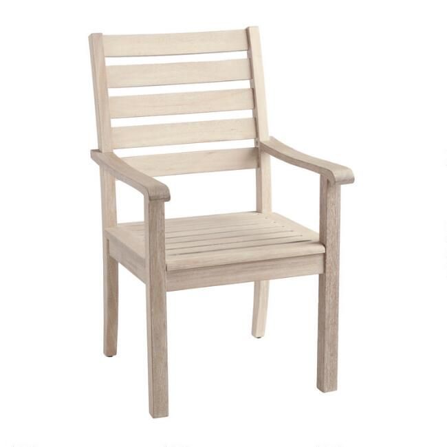 Whitewash Eucalyptus Sevilla Outdoor Dining Armchair | World Market