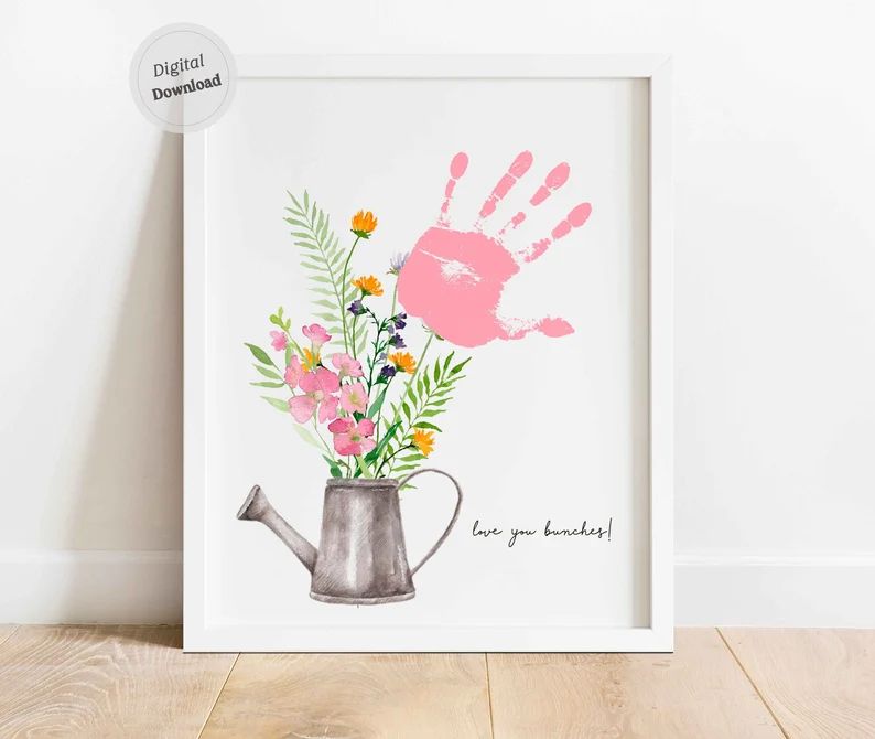 Love You Bunches Mother's Day Mom Grandma Handprint Art Flowers From Baby Kids Toddler Printable ... | Etsy (US)