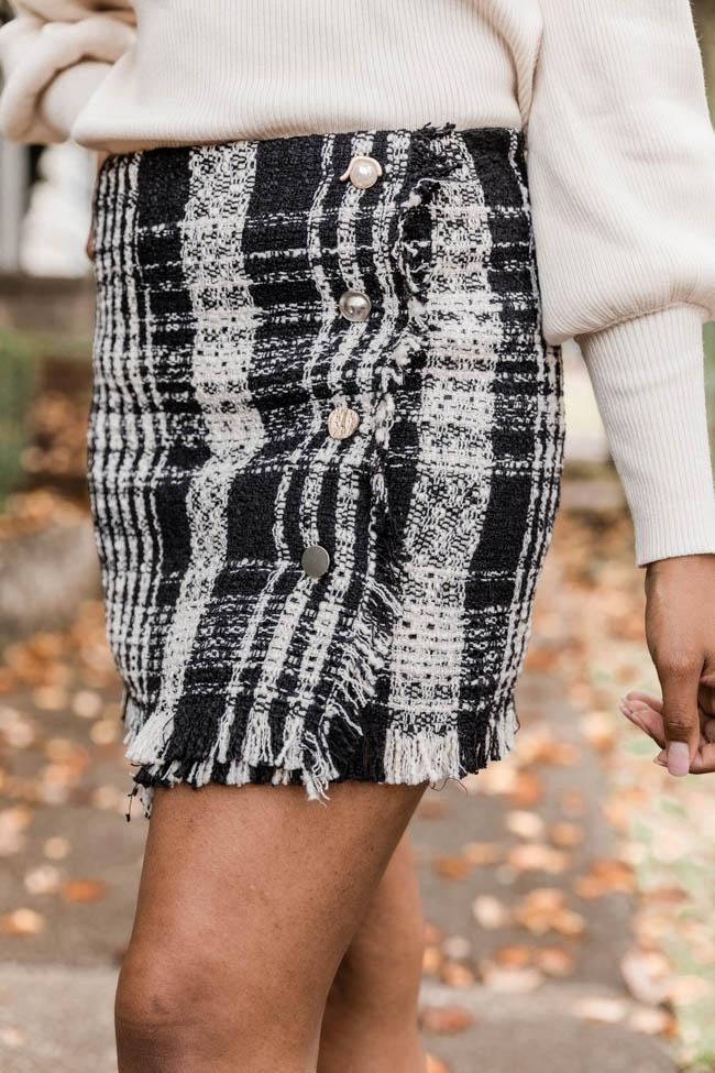 Relive The Magic Tweed Black Skirt | The Pink Lily Boutique