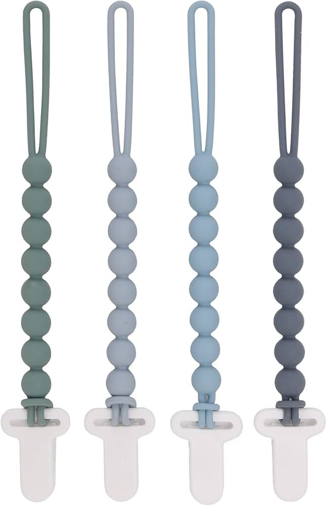 4-Pack Silicone Pacifier Clips with One-Piece Beads for Baby Boys and Girls - Flexible and Rust-F... | Amazon (US)