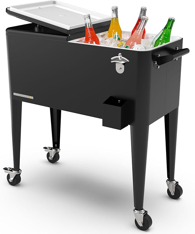 Permasteel 80 Quart Party Cooler, Rolling Ice Chest with Wheels and Handles for Indoor Outdoor Pa... | Amazon (US)