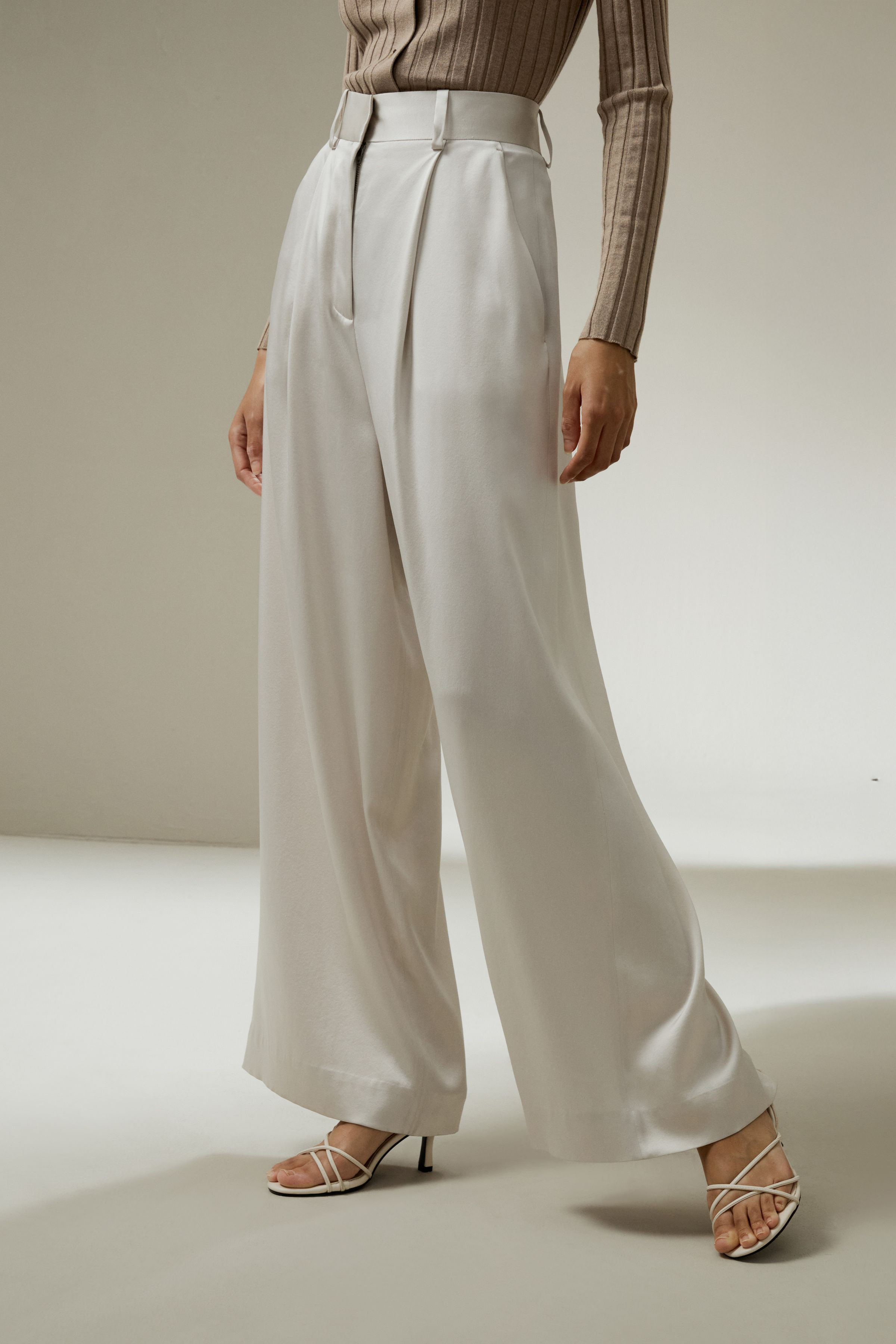 High-Waisted Wide Leg Dense Silk Pants | LILYSILK