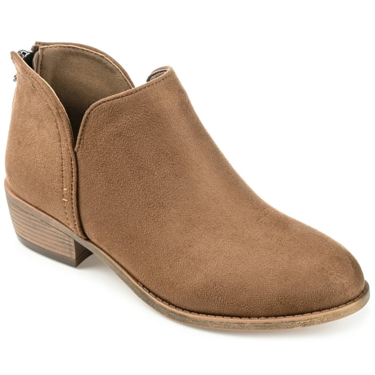 Journee Womens Livvy Back Heel Zip Stacked Heel Booties, Widths Available | Walmart (US)