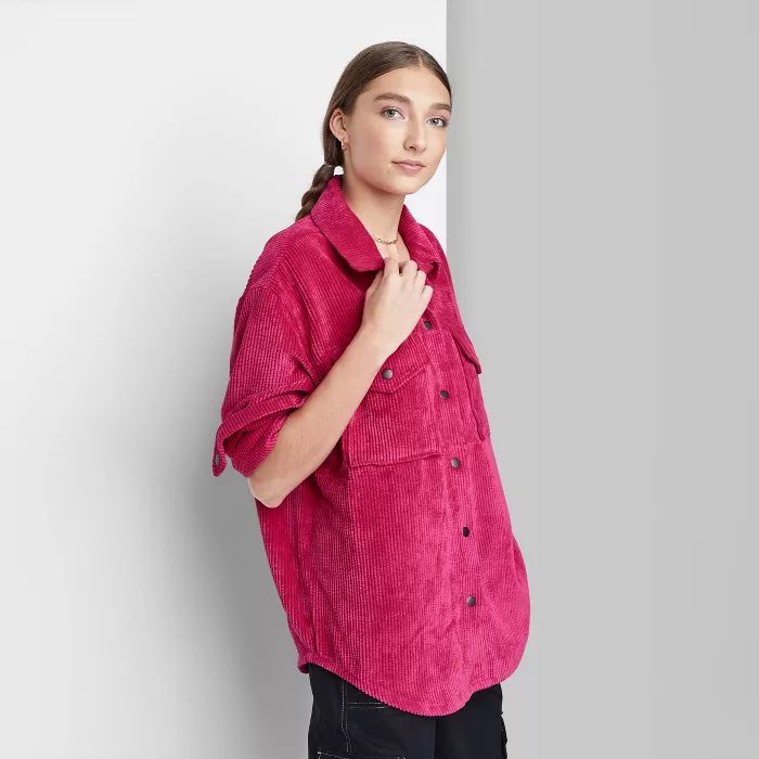 Women's Button-Front Cord Shirt Jacket - Wild Fable™ | Target