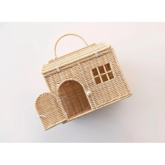 PK Rattan House Shaped Basket Wicker Small Dollhouse Gift for Girls, Boho Toys, Mouse in a Box Ho... | Walmart (US)