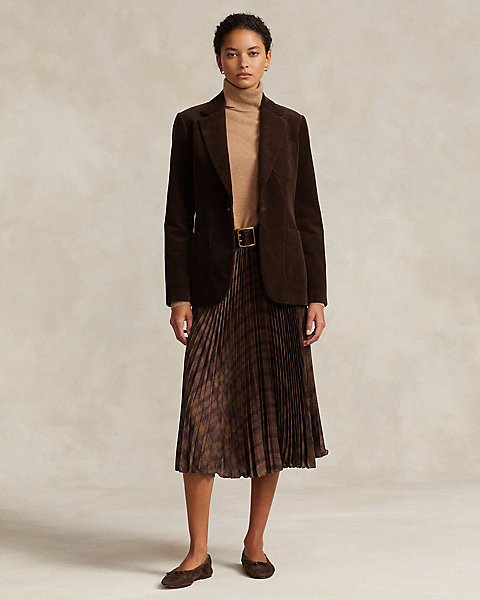 Pleated Plaid Crepe A-Line Midi Skirt | Ralph Lauren (UK)