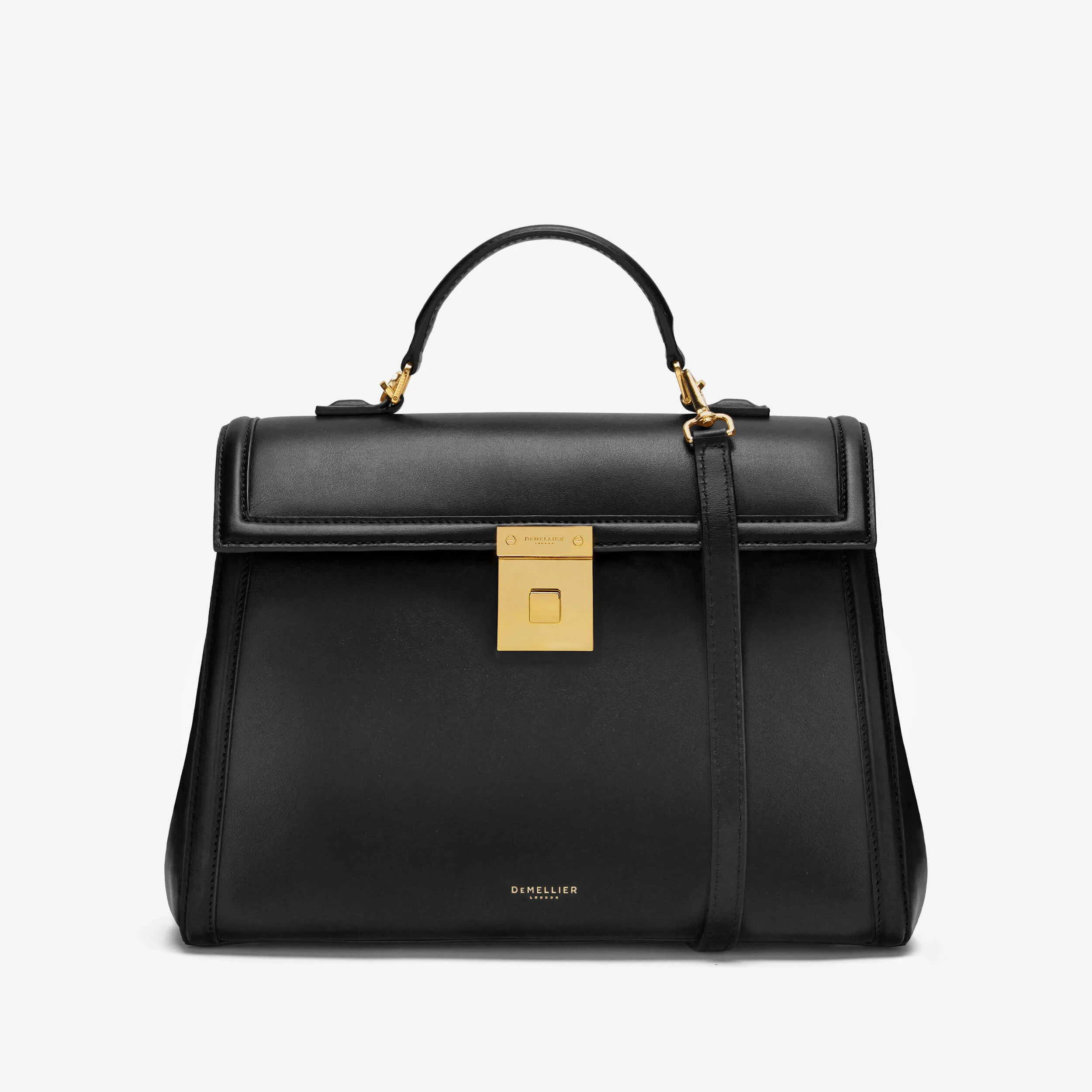 DeMellier The Midi Paris in Black Smooth Leather Crossbody bag | DeMellier