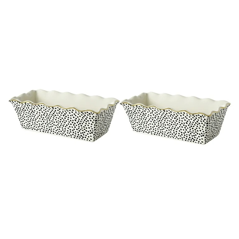 Thyme & Table 9" Ceramic Loaf Dish 2-Piece Set, Dot | Walmart (US)