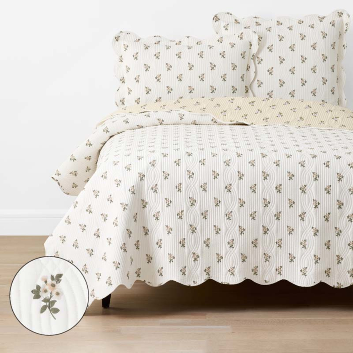 Flower Delight Reversible Quilt - Ivory, King/Cal. King | The Company Store