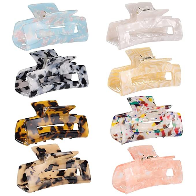 Hair Claw Clips Tortoise Barrettes Rectangle Shape Clips Fashion Hair Clips for Women | Amazon (US)