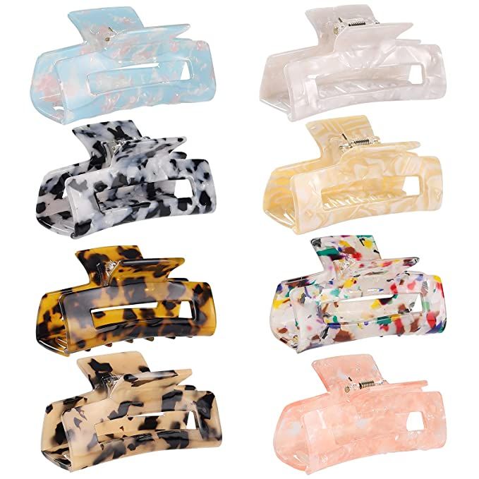 Hair Claw Clips Tortoise Barrettes Rectangle Shape Clips Fashion Hair Clips | Amazon (US)