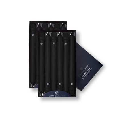 12ct 10" Black Unscented Dripless Classic Taper Candle - Colonial Candle | Target