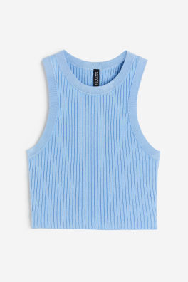 Rib-knit Tank Top - Light blue - Ladies | H&M US | H&M (US + CA)