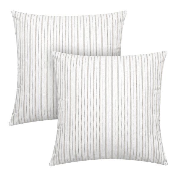 Better Homes & Gardens Feather Filled Woven Dashed Stripe Decorative Throw Pillows, 20"x20", Taup... | Walmart (US)