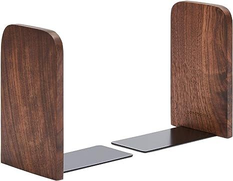 Pandapark Wood Bookends,Pack of 1 Pair,Non-Skid,Black Walnut,Office Book Stand (Black Walnut-A) | Amazon (US)